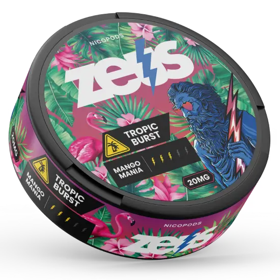 Zeus Tropic Burst Strong Dose Verso – Aroma de Frutas Tropicais, Forte, 20 Sachês/Lata