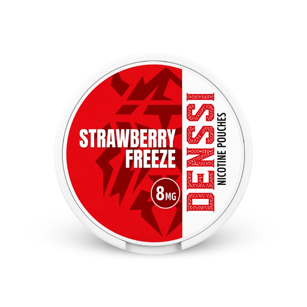 Denssi Strawberry Freeze 8mg – lata de sachês de nicotina