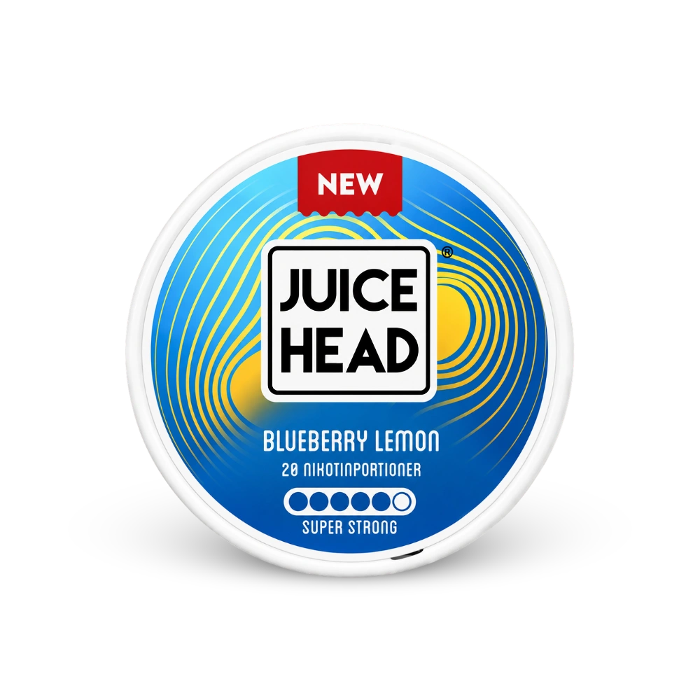 Juice Head Blueberry Lemon Super Strong – lata de saquinhos de nicotina