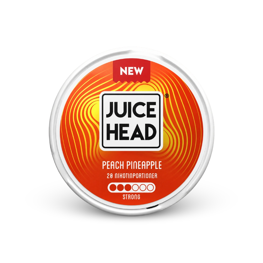 Juice Head Peach Pineapple Strong – lata de sachês de nicotina