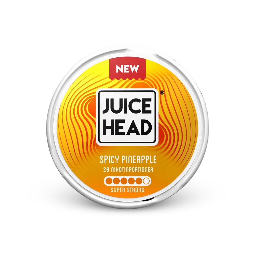 Juice Head Spicy Pineapple Super Strong – lata de saquinhos de nicotina