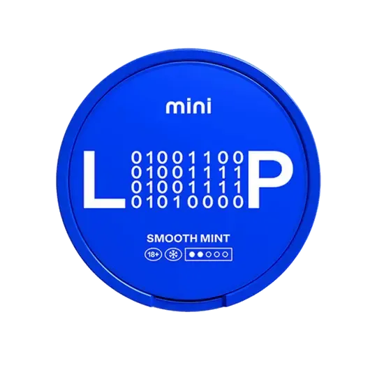 Loop Smooth Mint Mini Nicotine Pouches Dose, embalagem azul, Força Média, Sabor de Menta