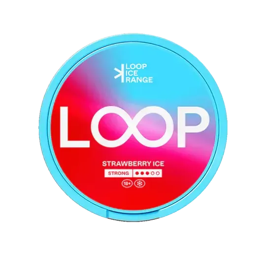 Loop Strawberry Ice Nicotine Pouches Dose, Strong 11mg, Slim Format com sabor de morango e gelo