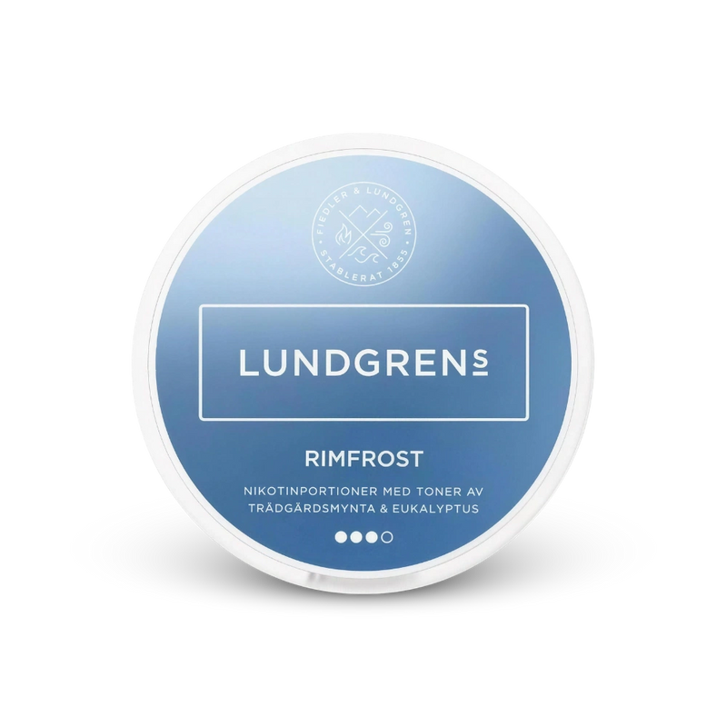 Lundgrens Rimfrost – lata de sachês de nicotina