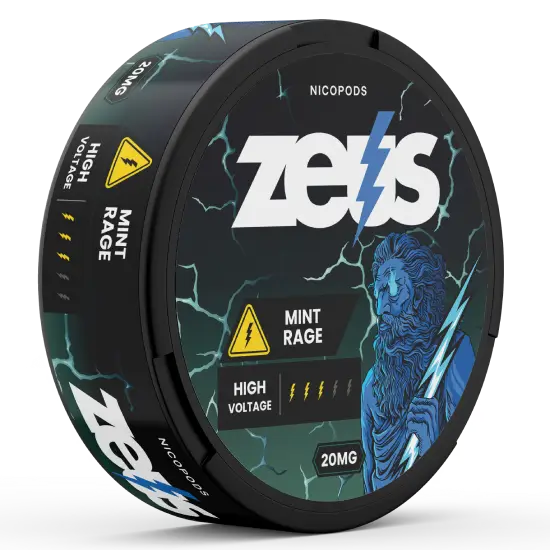 Detalhe da Lata Zeus Mint Rage Strong – Aroma de Hortelã, Forte, 20 Sachês/Lata