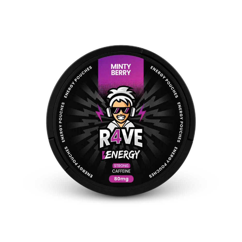 RAVE Energy Minty Berry 80mg – lata de sachês de nicotina