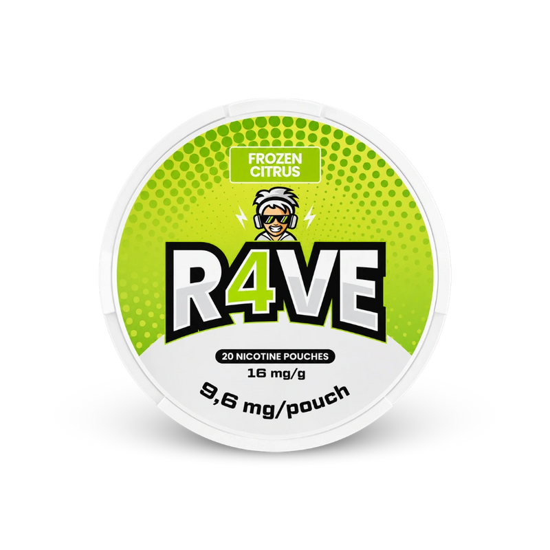 RAVE Frozen Citrus 16mg – lata de sachês de nicotina
