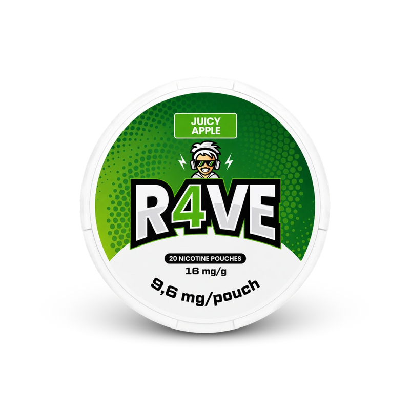 RAVE Juicy Apple 16mg – lata de sachês de nicotina
