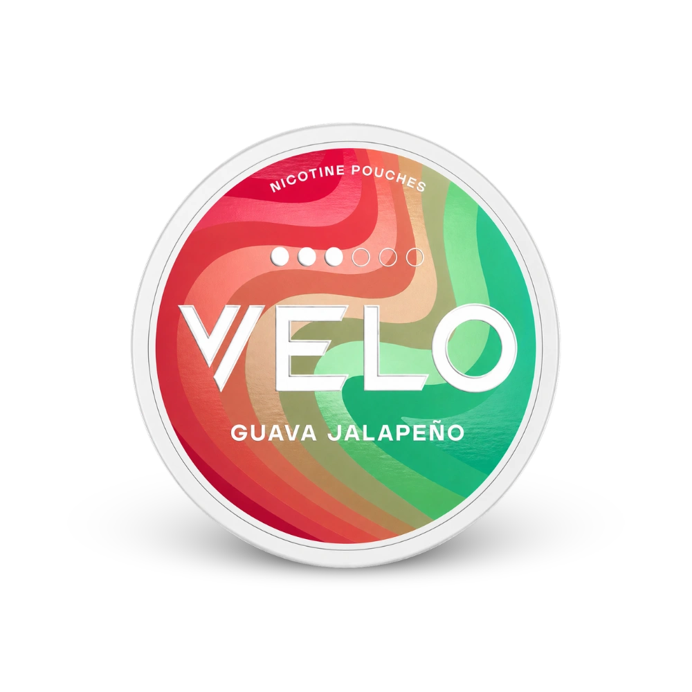 VELO Guava Jalapeno Slim – lata de saquinhos de nicotina