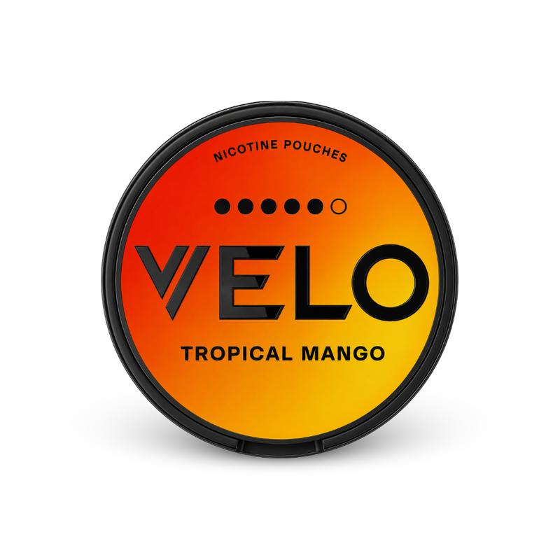 VELO Tropical Mango High Nic – lata de saquetas de nicotina