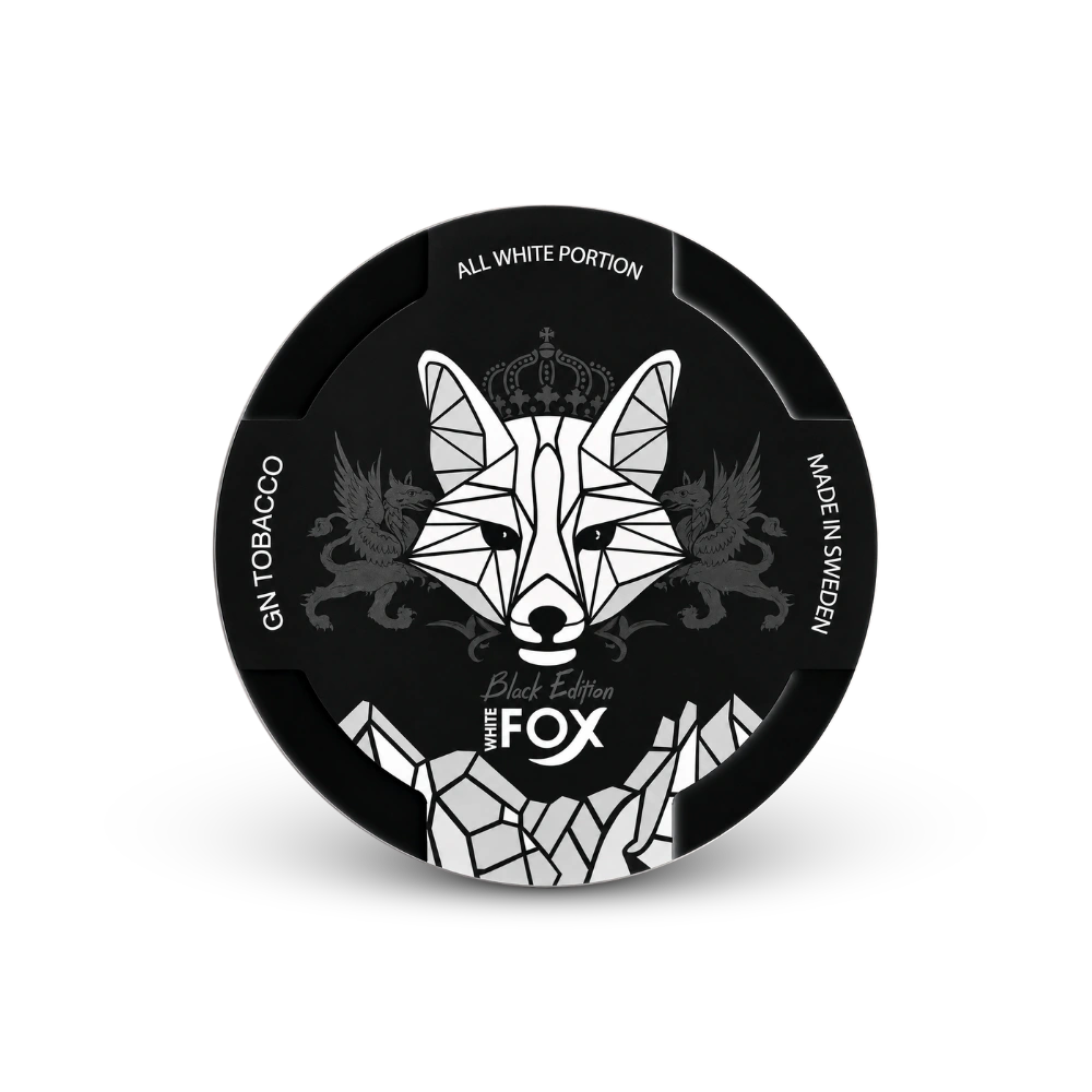 White Fox Black Edition – lata de sachês de nicotina