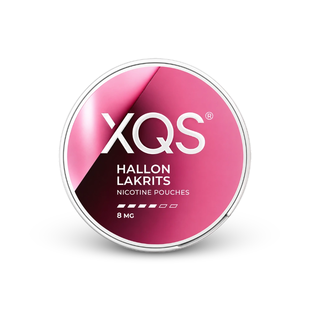 XQS Hallon Lakrits Slim Strong – lata de sachês de nicotina