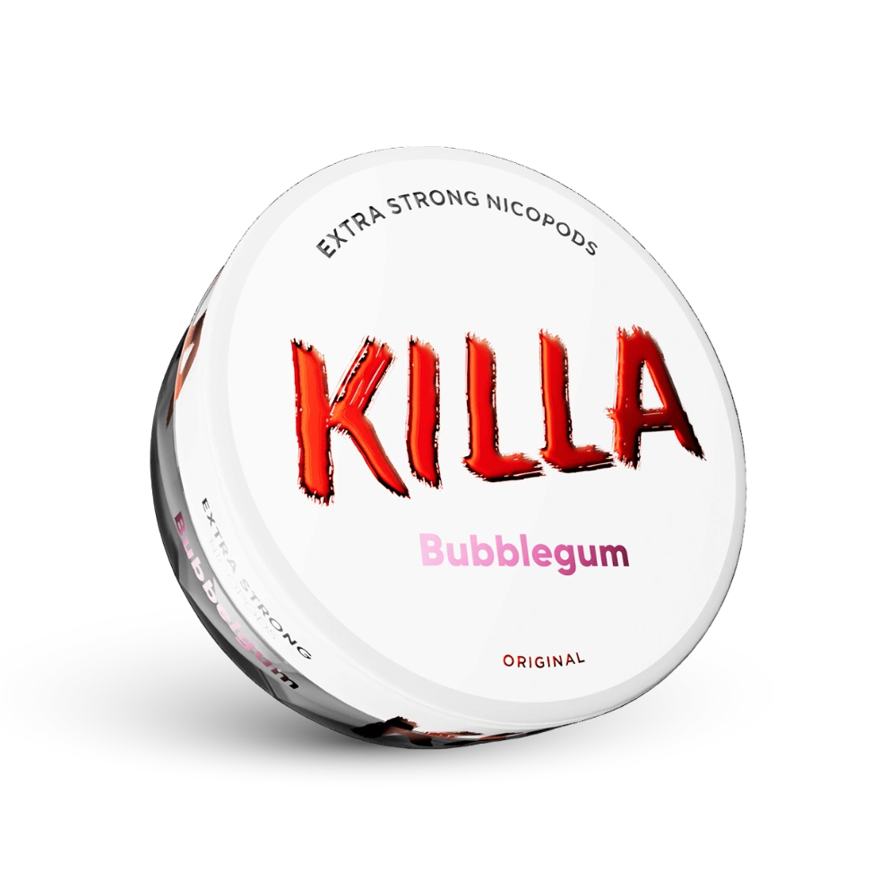 Killa Bubblegum Extra Strong Nicotine Pouches 16mg Dose com Sabor de Chiclete