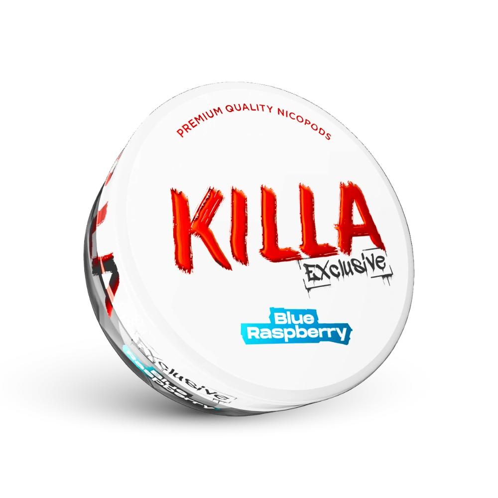 Killa Exclusive Blue Raspberry Nicotine Pouches Dose com sabor de framboesa e amora azul