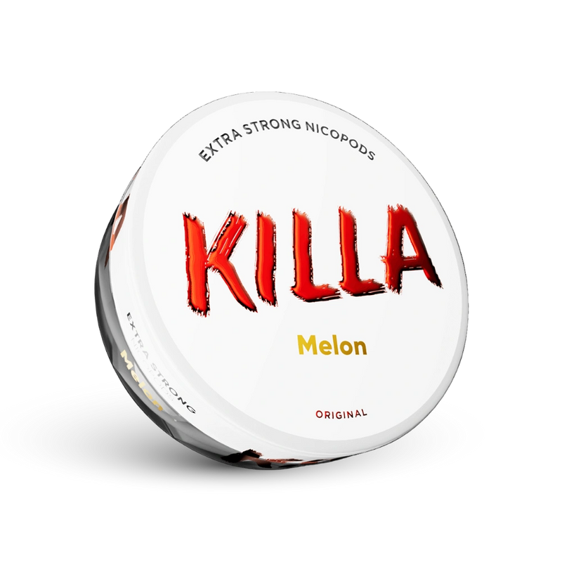 Killa Melon Extra Strong Nicotine Pouches Dose com sabor de melão, formato original