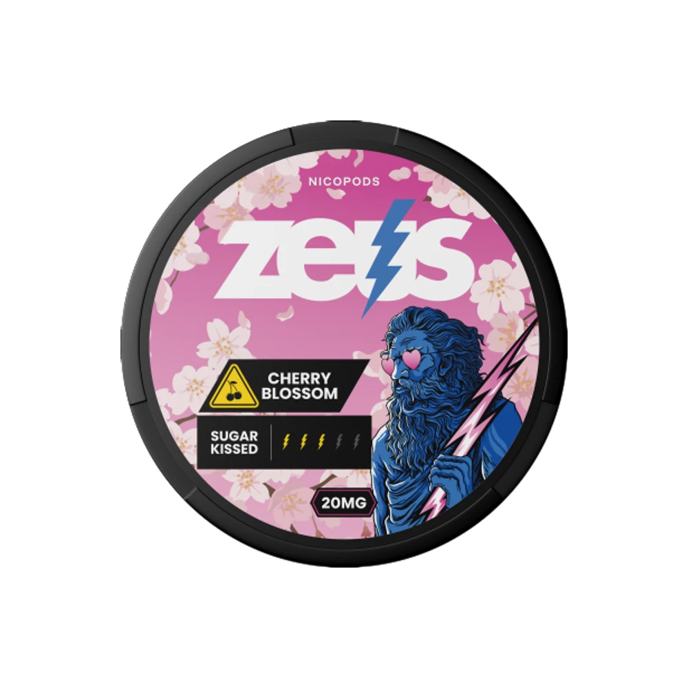 Zeus Cherry Blossom 20mg – Aroma de flor de cerejeira, Forte, 20 sachês/lata