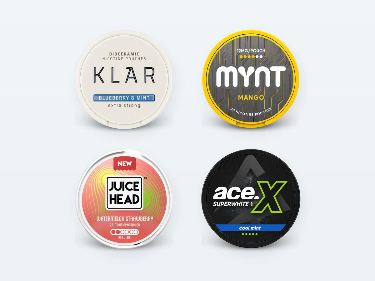 Nicotine pouches: KLAR, MYNT, JUICE HEAD, ACE