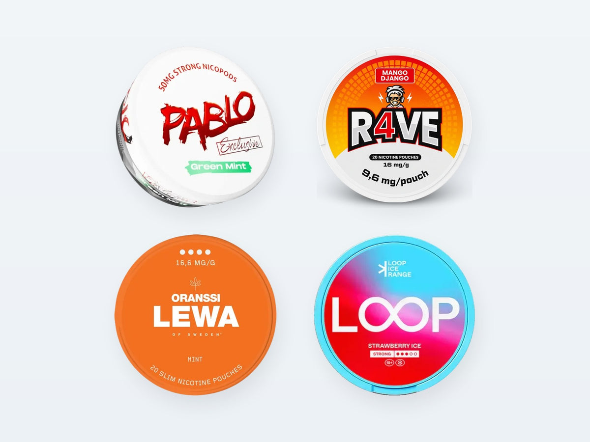 Nicotine pouches: Pablo, RAVE, LEWA, Loop