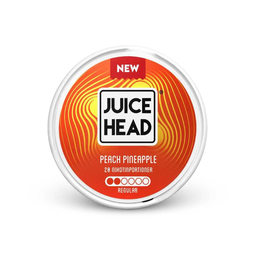 Juice Head Pêssego Abacaxi Regular – lata de sachês de nicotina