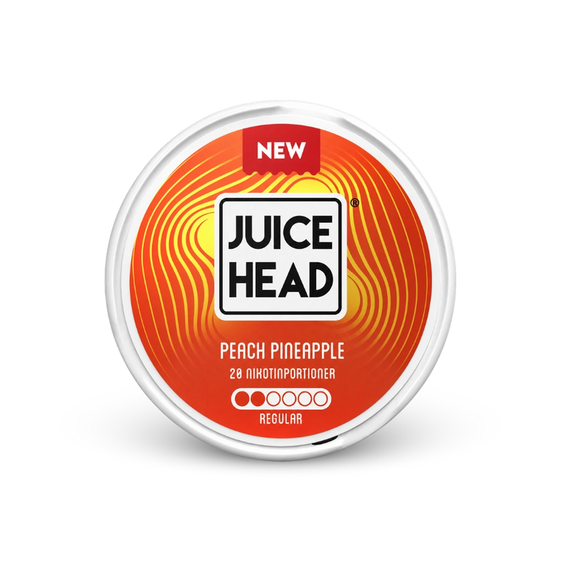 Juice Head Pêssego Abacaxi Regular – lata de sachês de nicotina