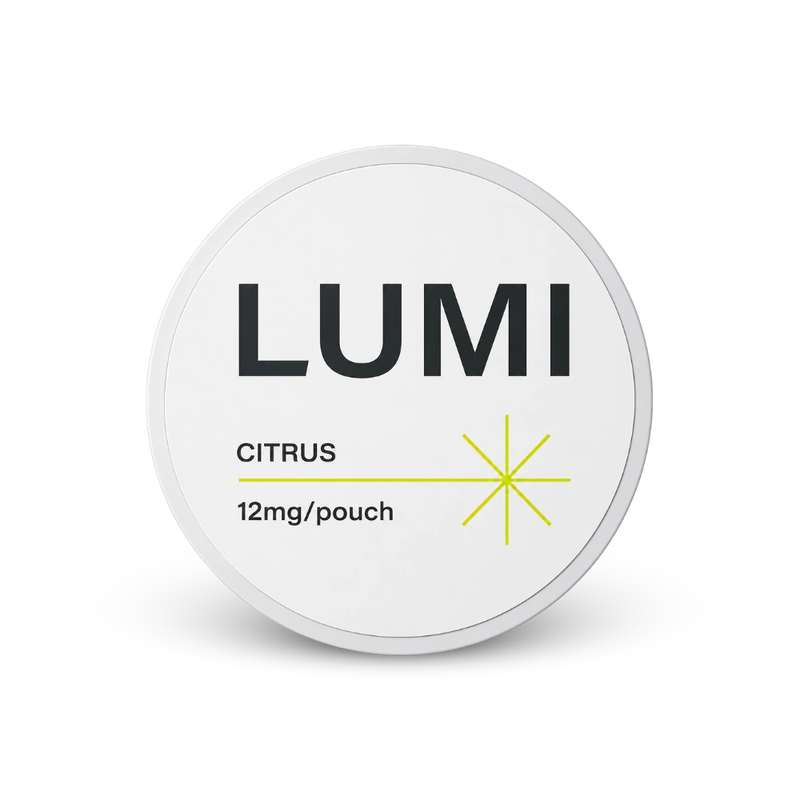 LUMI Citrus 12mg – lata de sachês de nicotina