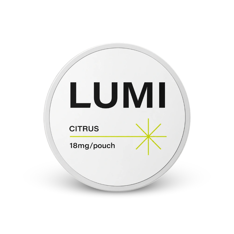 LUMI Citrus 18mg – lata de sachês de nicotina