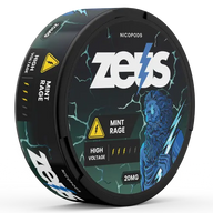 Detalhe da Lata Zeus Mint Rage Strong – Aroma de Hortelã, Forte, 20 Sachês/Lata