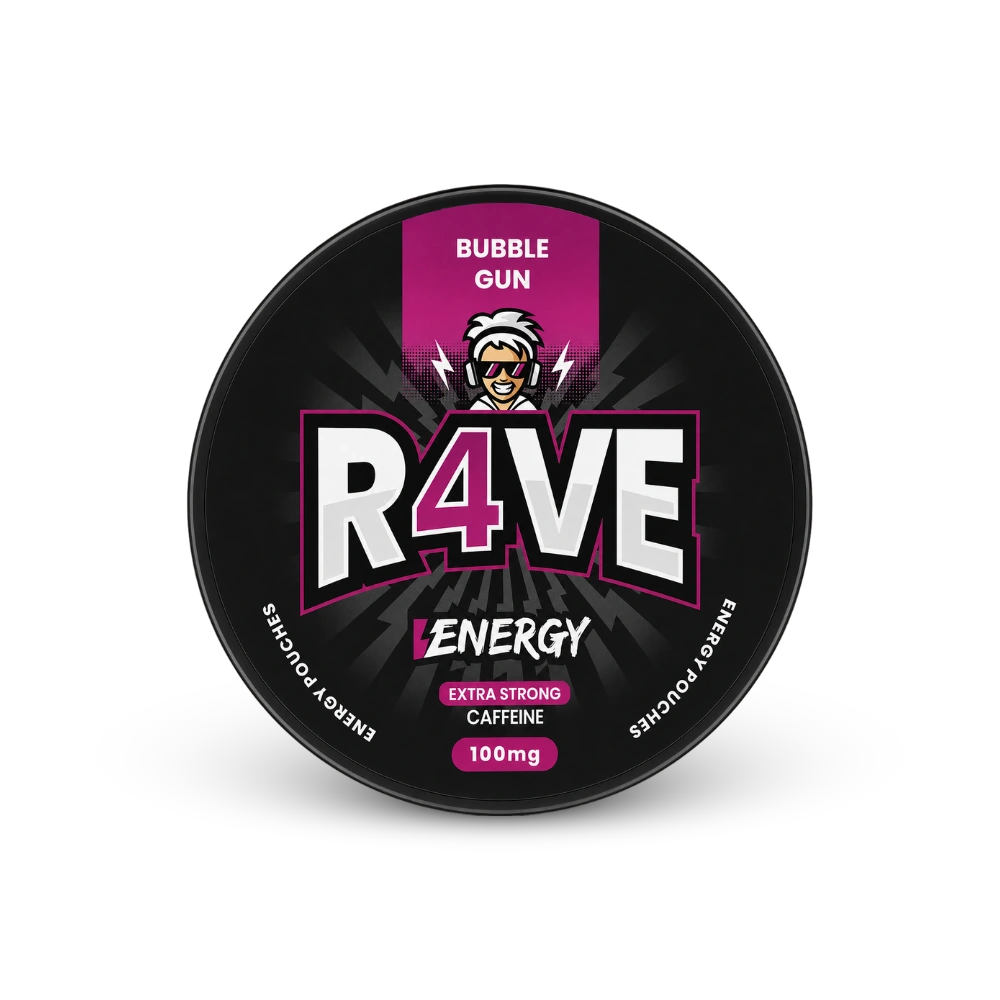 RAVE Energy Bubble Gun 100mg – lata de sachês de nicotina
