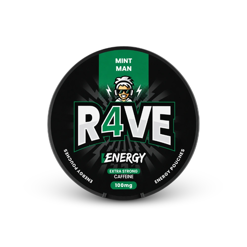 RAVE Energy Mint Man 100mg – lata de saquinhos de nicotina
