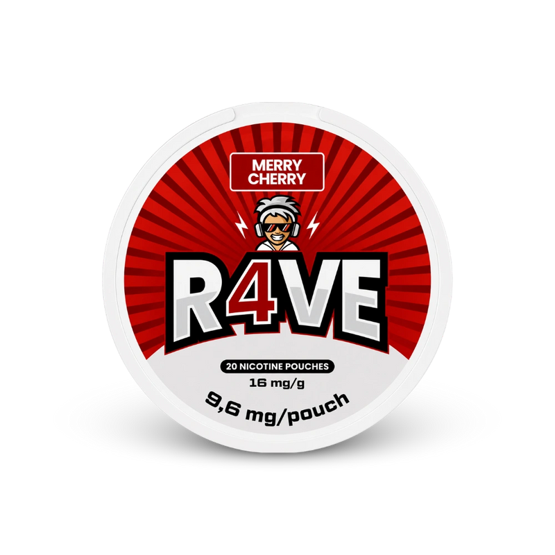 RAVE Merry Cherry 16mg – lata de sachês de nicotina