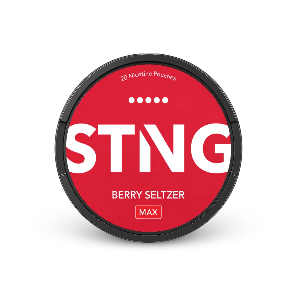 STNG Berry Seltzer MAX – lata de sachês de nicotina
