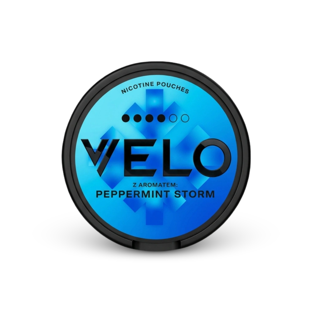 VELO Peppermint Storm – lata de bolsas de nicotina