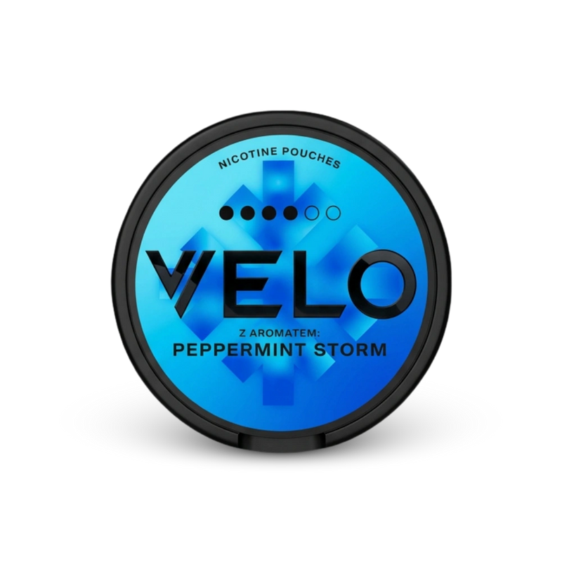 VELO Peppermint Storm – lata de bolsas de nicotina