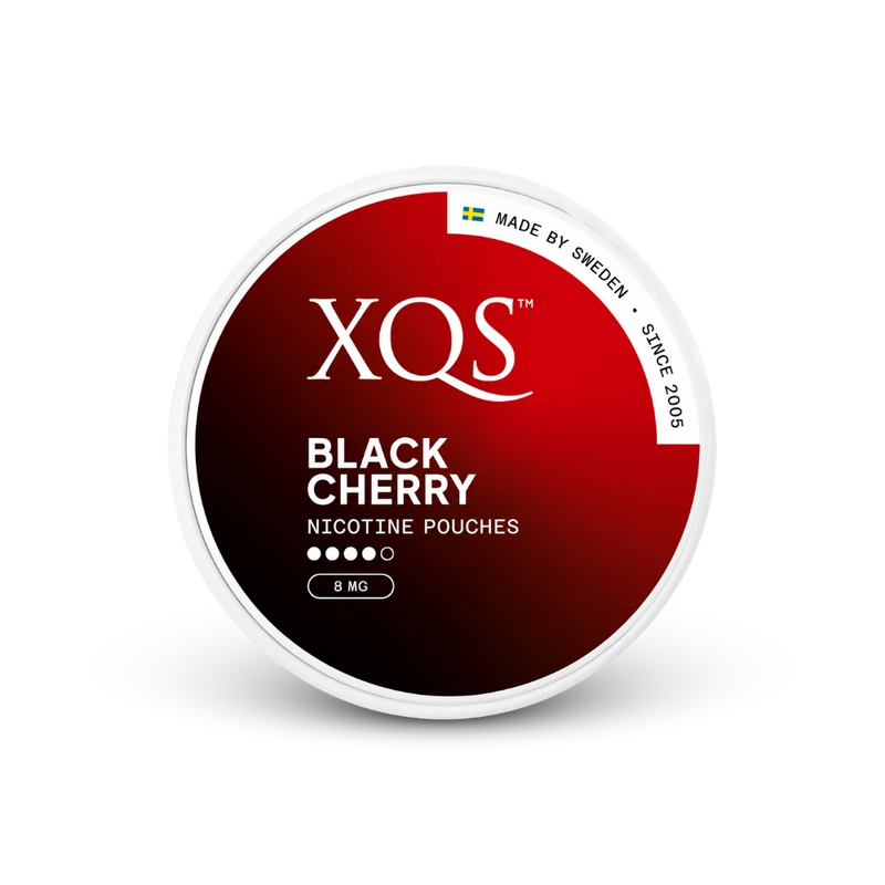 XQS Black Cherry Slim Strong – lata de saquinhos de nicotina