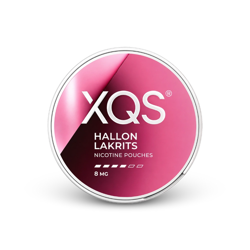 XQS Hallon Lakrits Slim Strong – lata de sachês de nicotina