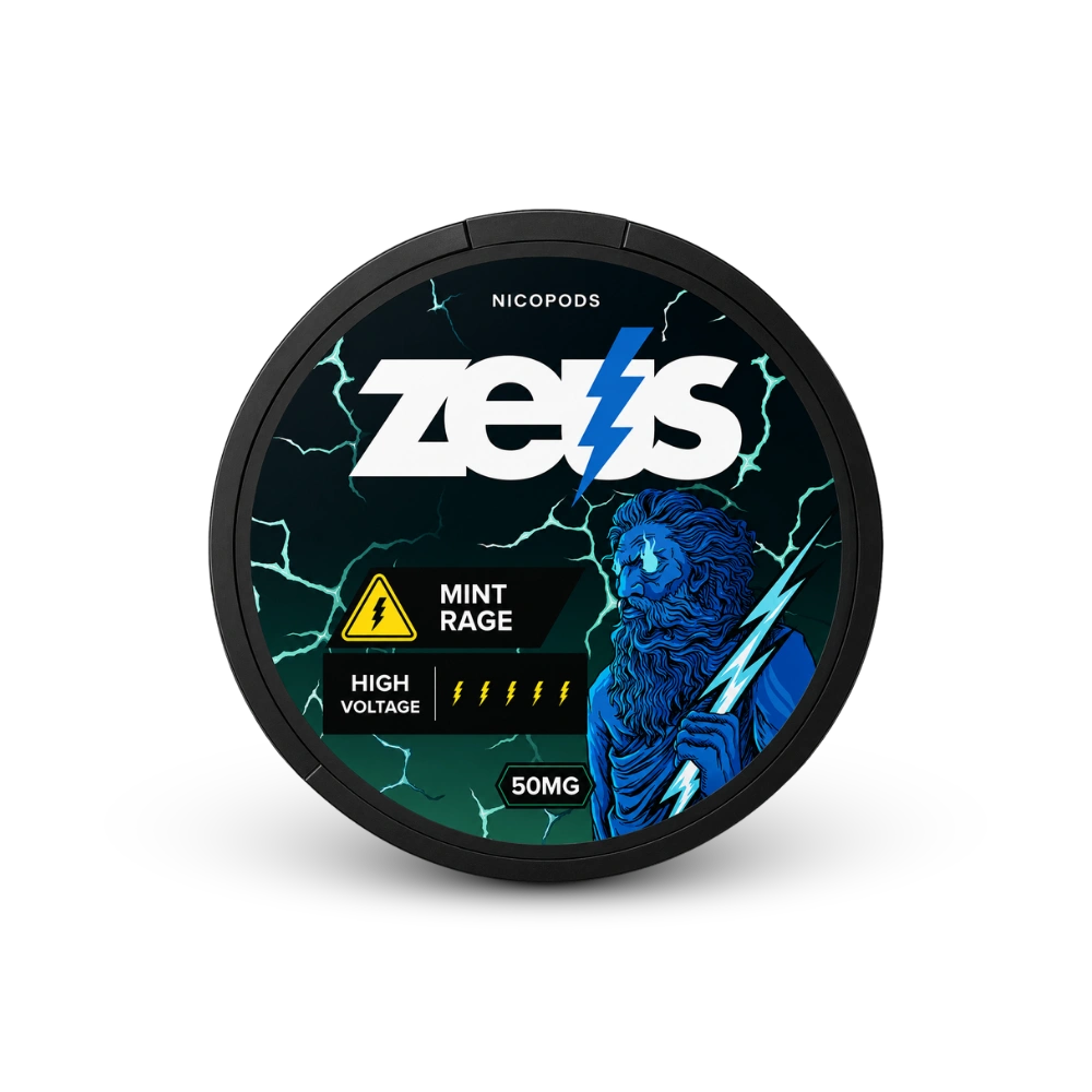 Zeus Mint Rage Extra Strong – Aroma de Menta, Extra Forte, 20 Sachês/Lata