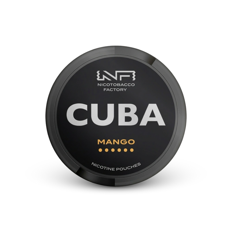 Cuba Black Mango – lata de sachês de nicotina