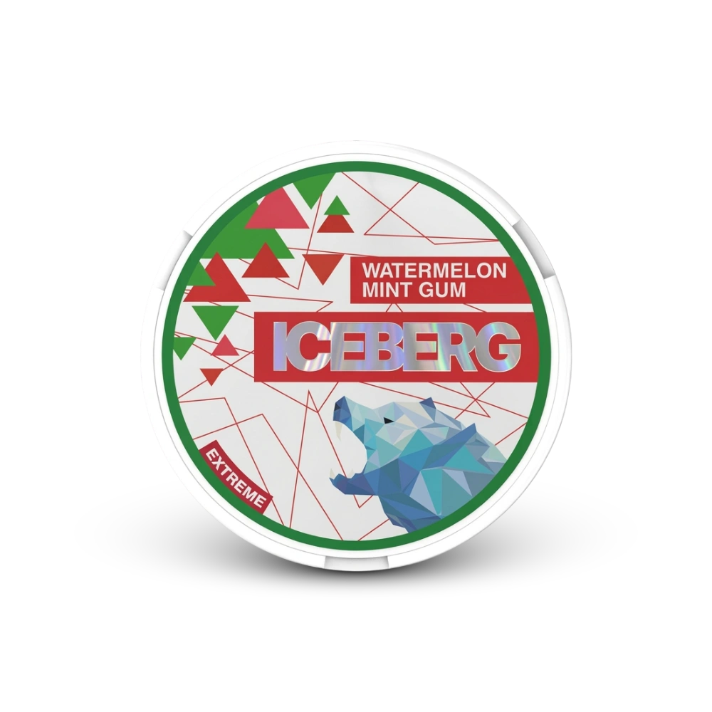 Chiclete Iceberg Melancia Menta – lata de sachês de nicotina